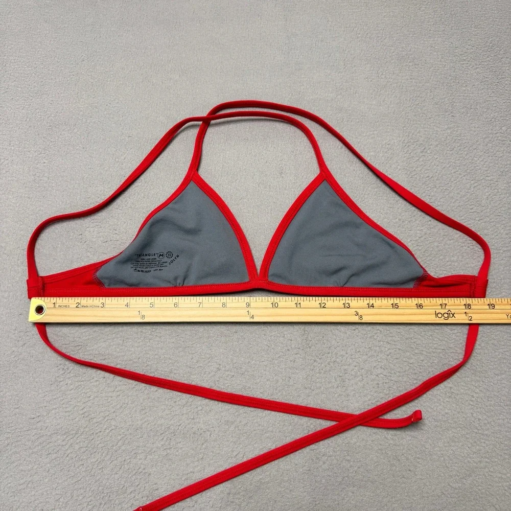 Jolyn Triangle Bikini Top Womens Medium Red Swimwear Athletic Water Sports